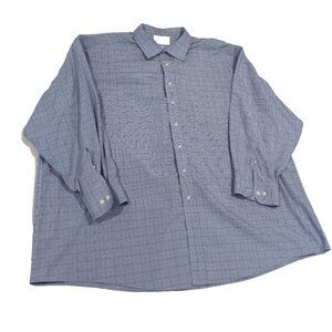 Roundtree & Yorke Gold Label Dress Shirt 20 34/35 Big Blue Poplin Non-Iron